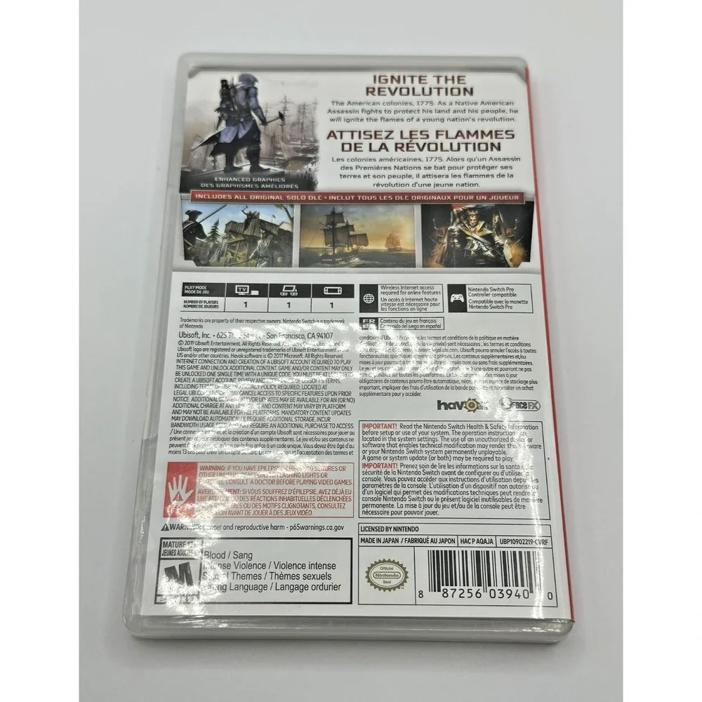 Assassin's Creed III Remastered (Nintendo Switch, 2019)